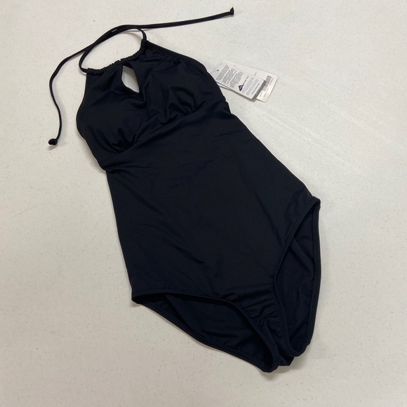 ATHLETA BLACK HIGH NECK KEYHOLE ONE Piece NWT - Picture 3 of 5